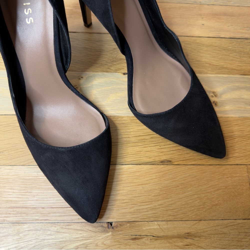Reiss Black Suede Pointed Toe Pumps Size 40 - Picture 6 of 13